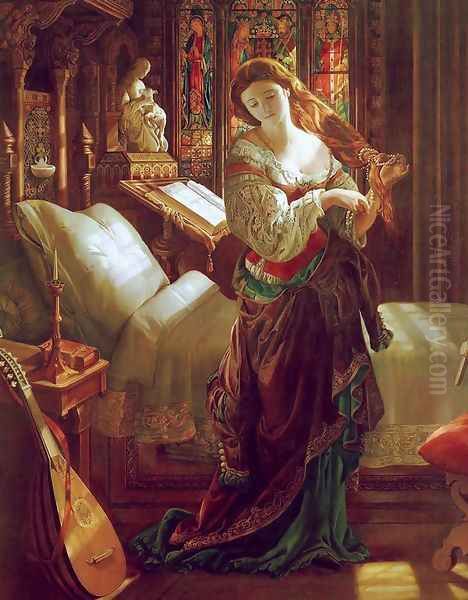 Madeline after prayer Oil Painting by Daniel Maclise