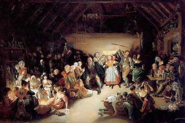 Snap-Apple Night Oil Painting by Daniel Maclise