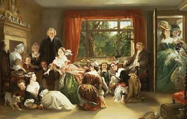 Hunt the Slipper at Neighbour Flamboroughs Oil Painting by Daniel Maclise