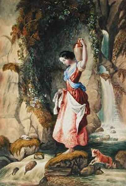 The Waterfall Oil Painting by Daniel Maclise