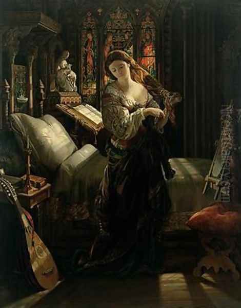 Madeline after Prayer 1868 Oil Painting by Daniel Maclise