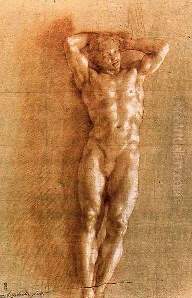 Study naked for a Telamon Oil Painting by Anton Raphael Mengs