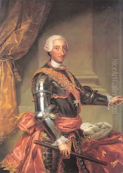 Charles III 1761 Oil Painting by Anton Raphael Mengs