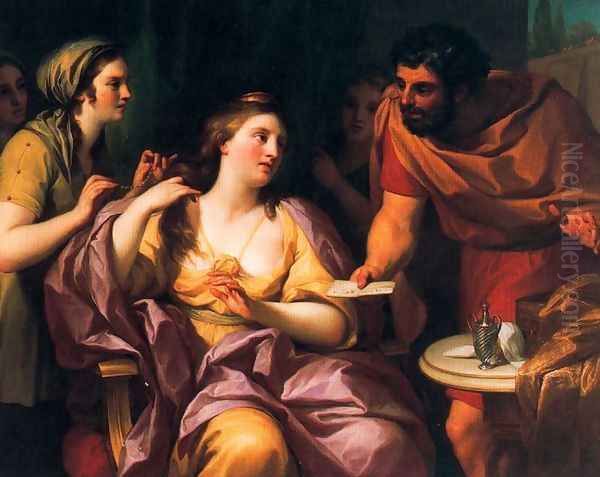 Semiramide welcomes the news of the revolt of Babylonian Oil Painting by Anton Raphael Mengs