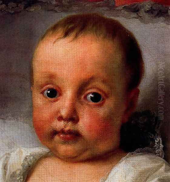 Portrait of the infanta Carlota Joaquina de Borbon (detail) Oil Painting by Anton Raphael Mengs