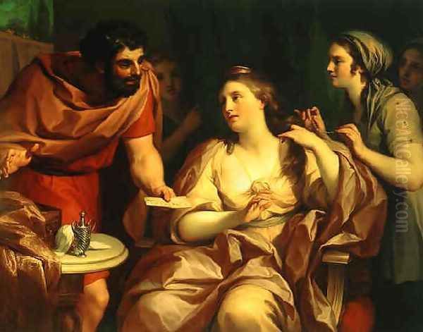 Semiramis Receives the Message of the Babylonion Revolt Oil Painting by Anton Raphael Mengs