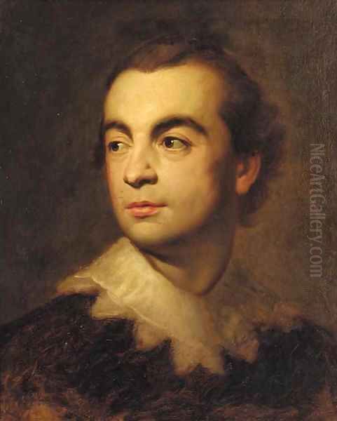 Portrait of a gentleman, bust-length, in a black coat with a van Dyck collar a study Oil Painting by Anton Raphael Mengs