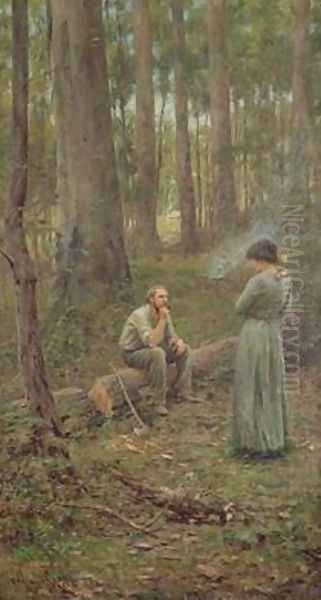 The Pioneer centre panel of a triptych 1904 Oil Painting by Frederick McCubbin