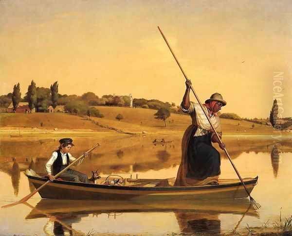 Eel Spearing at Setauket Oil Painting by William Sidney Mount