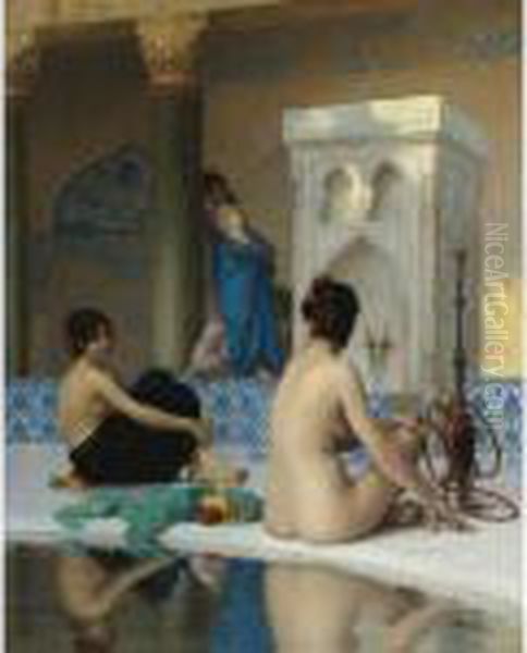 After The Bath Oil Painting by Jean-Leon Gerome