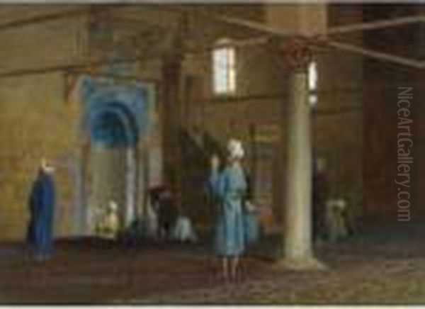 Priere Dans La Mosquee (prayer In The Mosque) Oil Painting by Jean-Leon Gerome