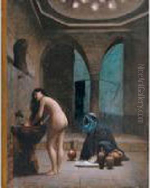 Etude Pour Un Bain Maure, Femme Turque Au Bain Oil Painting by Jean-Leon Gerome