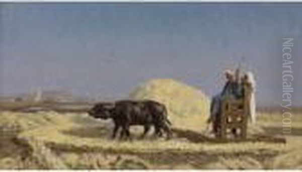 Egyptian Grain-cutters Oil Painting by Jean-Leon Gerome