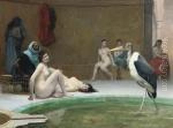 Le Marabout: In The Harem Bath Oil Painting by Jean-Leon Gerome