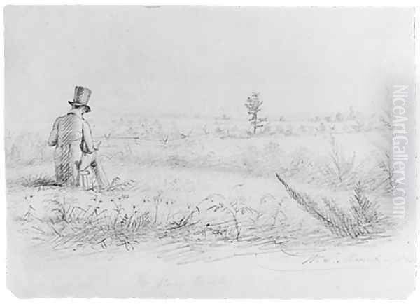 Artist Sketching at Stony Brook, New York (from McGuire Scrapbook) Oil Painting by William Sidney Mount