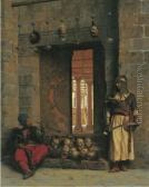 La Porte De La Mosquee 
El-hasanein Au Caire Ou Furent Exposees La Tete Des Beys Immoles Par 
Salek-kachef (the Doorway To The Mosque El Assaneyn In Cairo Where The 
Heads Of The Rebel Beys Were Exposed By Salek-kachef) Oil Painting by Jean-Leon Gerome