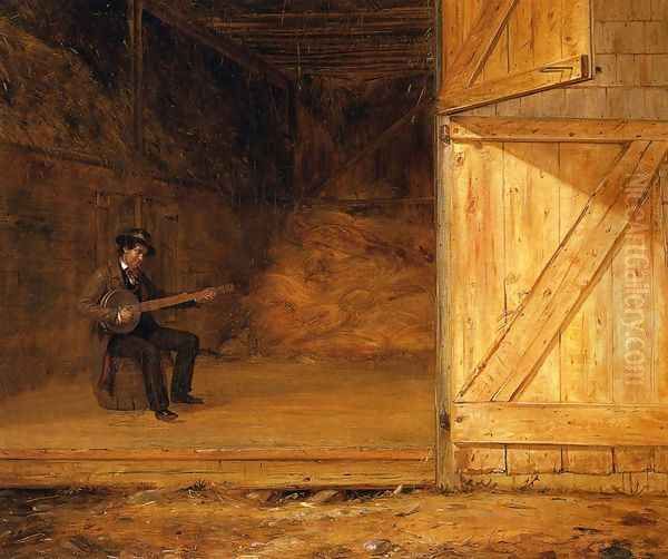 The Banjo Player in the Barn Oil Painting by William Sidney Mount