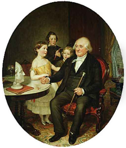 Great-Grand-Father's Tale of the Revolution--A Portrait of Reverend Zachariah Greene Oil Painting by William Sidney Mount