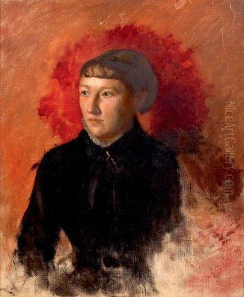 Jeune Femme Sur Fond Rouge Oil Painting by Henri Gervex