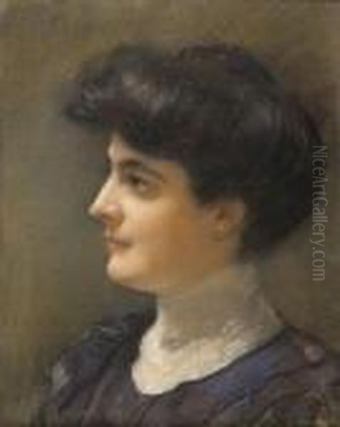  Portrait De Femme De Profil  Oil Painting by Henri Gervex