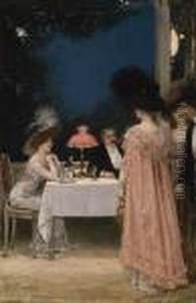 Diner Au Pavillon D'amenonville Oil Painting by Henri Gervex