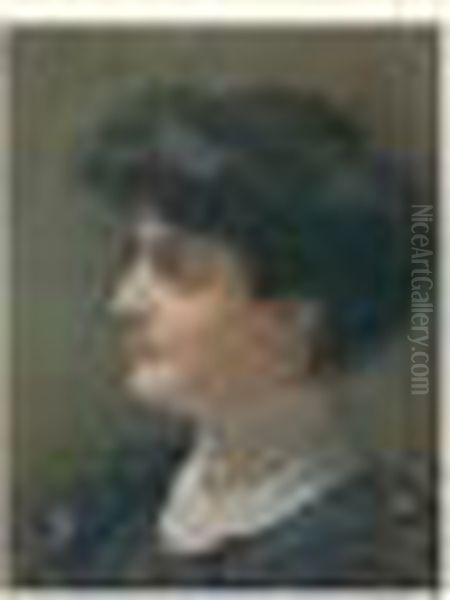 Portrait De Jeune Femme De Profil Oil Painting by Henri Gervex