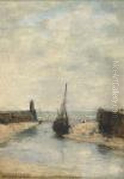 Low Tide, Port De Trouville Oil Painting by Henri Gervex