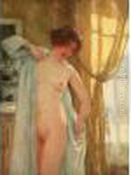 A Sa Toilette - Femme Nue Dans Un Interieur Oil Painting by Henri Gervex