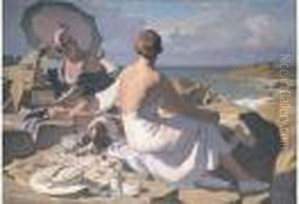 Jeune Femme En Bord De Mer Oil Painting by Henri Gervex