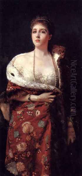 Portrait Of A Lady Oil Painting by Francesco Paolo Michetti