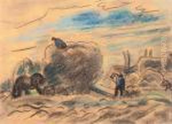 Haymaking Oil Painting by Leo Gestel