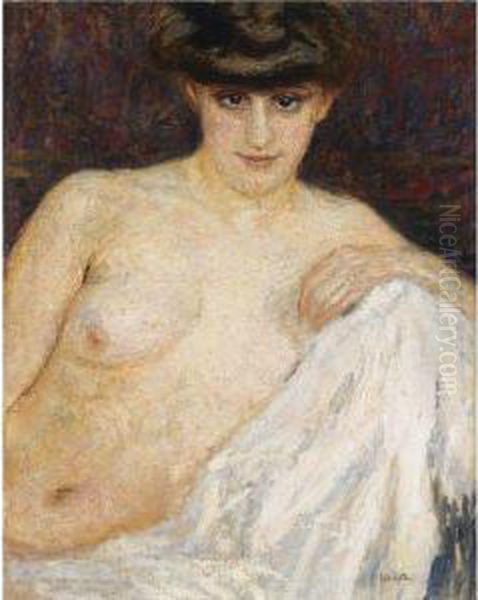 A Seated Nude Oil Painting by Leo Gestel