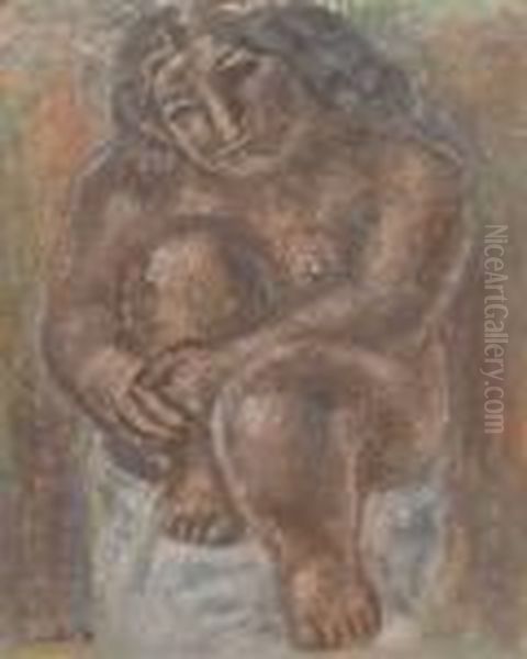 Seated Nude Oil Painting by Leo Gestel