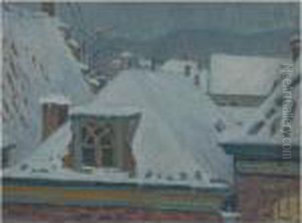 Besneeuwde Daken - Dooi Oil Painting by Leo Gestel