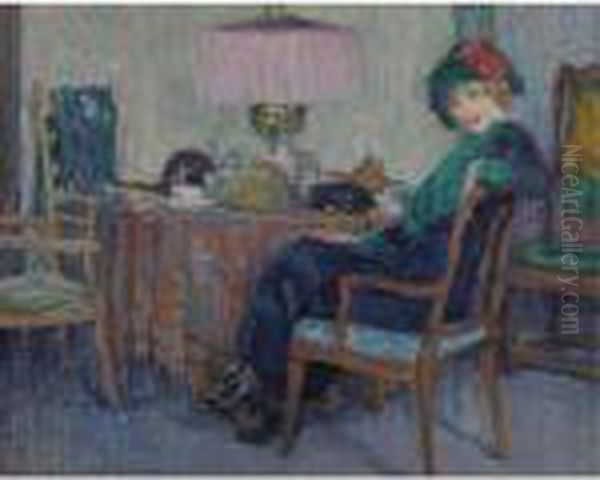 Interieur Oil Painting by Leo Gestel