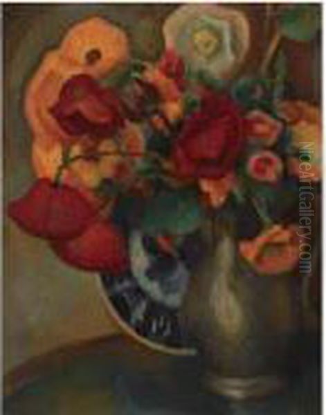 Stilleven Met Bloemen Oil Painting by Leo Gestel