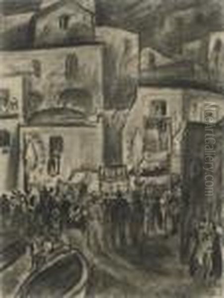 A Village Feast Oil Painting by Leo Gestel