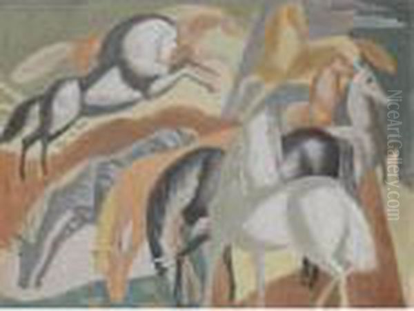 Horses Oil Painting by Leo Gestel