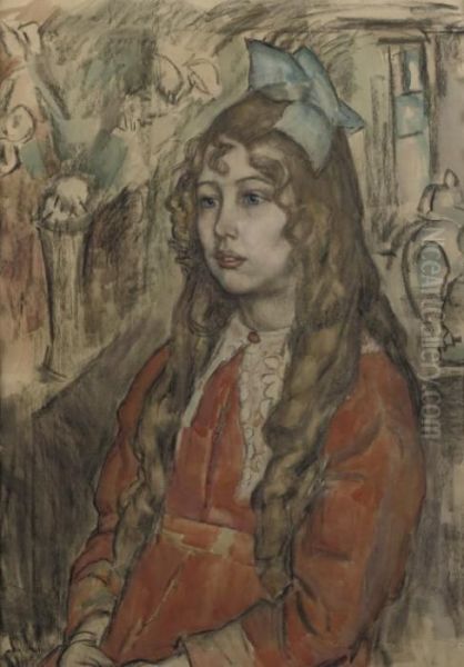 Portrait Of A Young Girl, H.c. Baruch Ponstijn Oil Painting by Leo Gestel