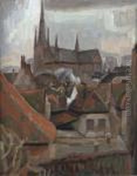 Roof-tops, Woerden Oil Painting by Leo Gestel