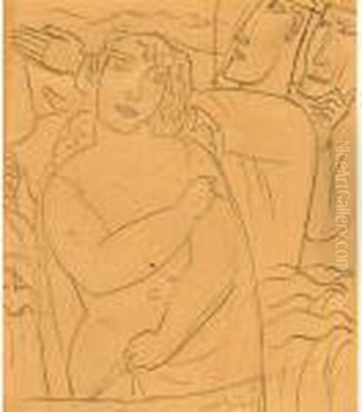 Woman Bathing Oil Painting by Leo Gestel