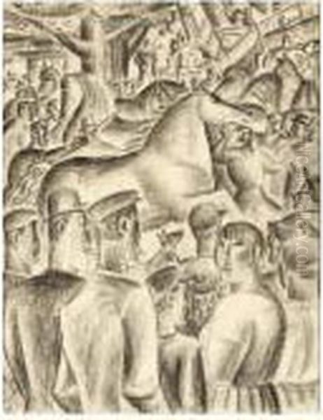 Horse Fair Oil Painting by Leo Gestel