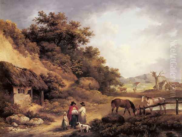 Wayside Gossips Oil Painting by George Morland