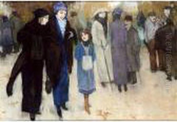 Leaving The Theatre Oil Painting by Leo Gestel