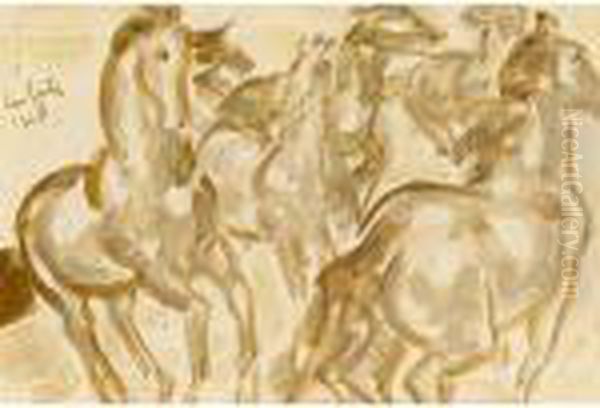 Horses Oil Painting by Leo Gestel