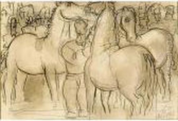 Horse Fair Oil Painting by Leo Gestel