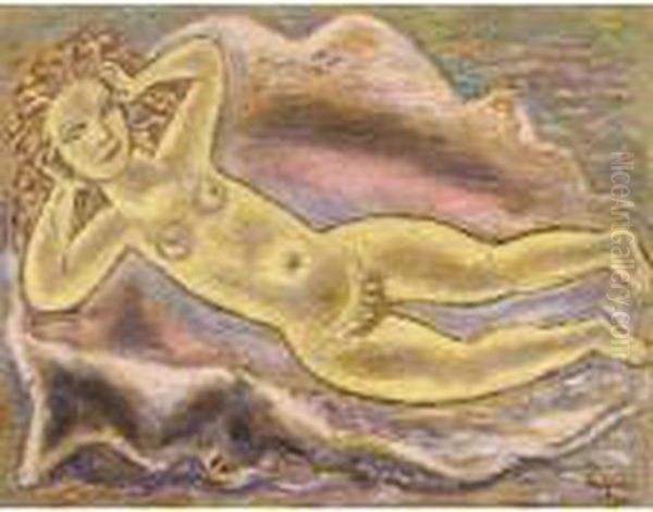 Reclining Nude Oil Painting by Leo Gestel