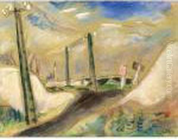 Industrial Landscape Oil Painting by Leo Gestel