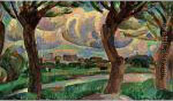 Hollands Landschap Oil Painting by Leo Gestel