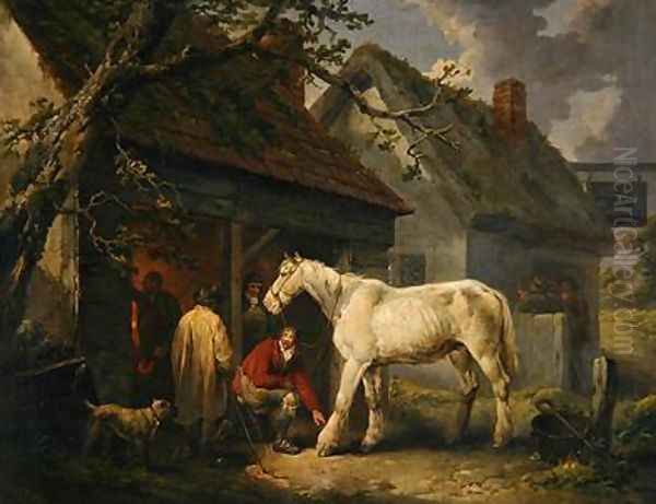 A Farriers Shop or The Farriers Forge 1793 Oil Painting by George Morland